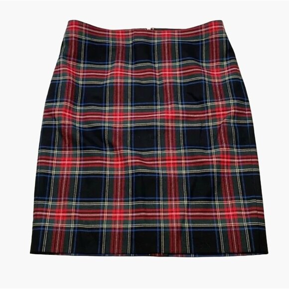 J. Crew Plaid Pencil Skirt Multi Color Women's Size 2 Hidden Back Zipper Back Ve - Picture 4 of 9